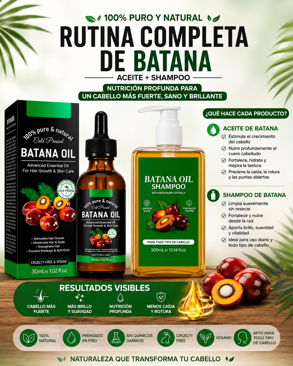 COMBO Anti caida Aceite y shampoo de batana + Guia de REGALO para evitar la caida prematura del cabello.