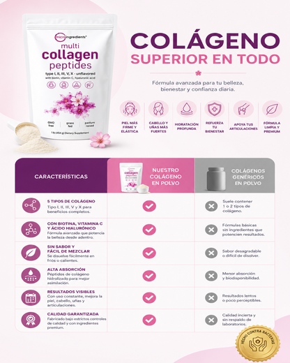 Multi Colágeno Péptidos (2 lb) 100% NATURAL IMPORTADO USA
