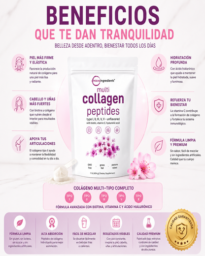 Multi Colágeno Péptidos (2 lb) 100% NATURAL IMPORTADO USA
