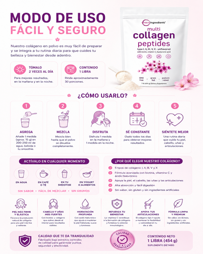 Multi Colágeno Péptidos (2 lb) 100% NATURAL IMPORTADO USA