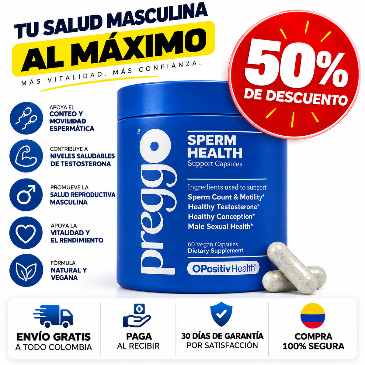 Preggo™ Fórmula Avanzada para la Salud Reproductiva y Vitalidad Masculina