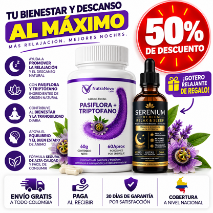 Triptófano + Pasiflora  – Fórmula de Relajación y Descanso Natural