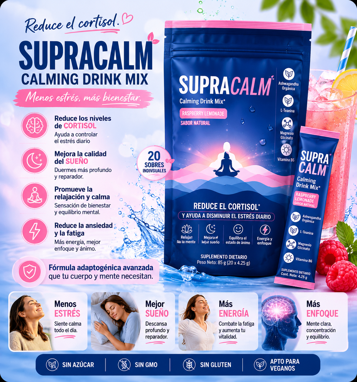 Supra Calm suplemento ANTI CORTISOL 100% Natural IMPORTADO USA
