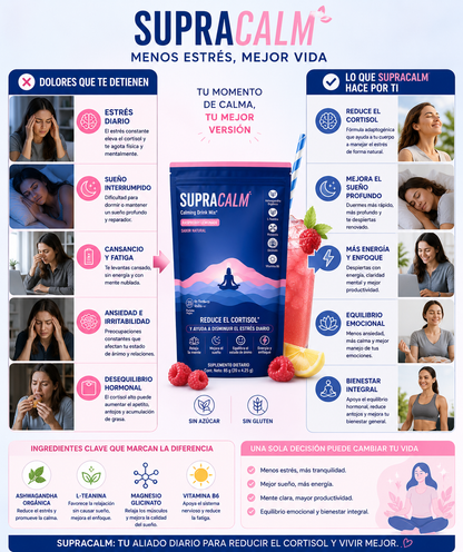 Supra Calm suplemento ANTI CORTISOL 100% Natural IMPORTADO USA