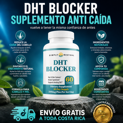 DHT-blocker suplemento anti-caida de cabello 100% naturales IMPORTADO USA + Guia digital de REGALO para Cómo Combatir la Caída del Cabello de Forma Inteligente