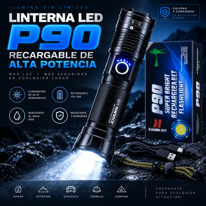Linterna LED P90 Tactica de Alta Potencia