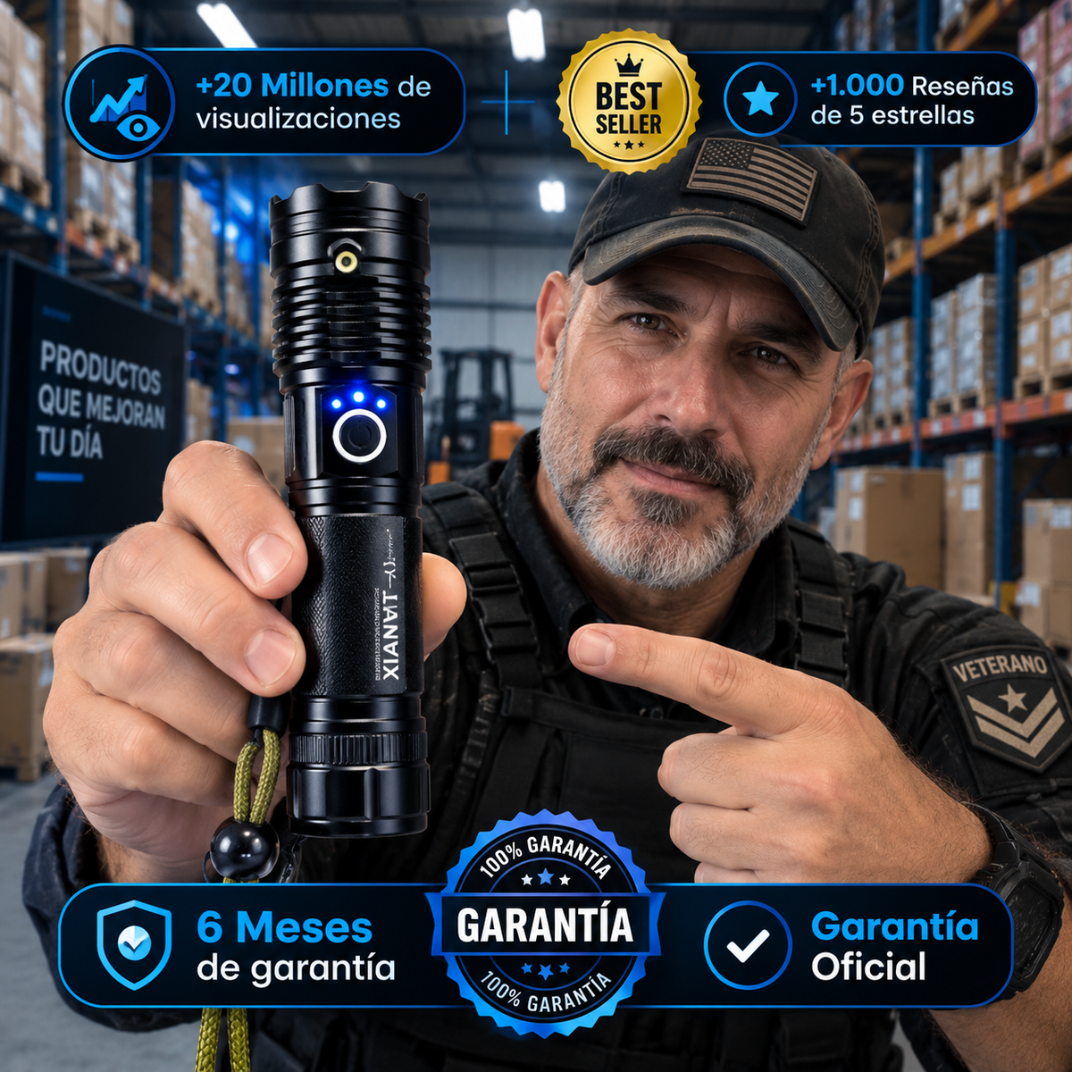Linterna LED P90 Tactica de Alta Potencia