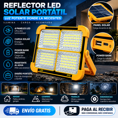 Reflector Solar PowerMax 4X | Luz + Energía Portátil