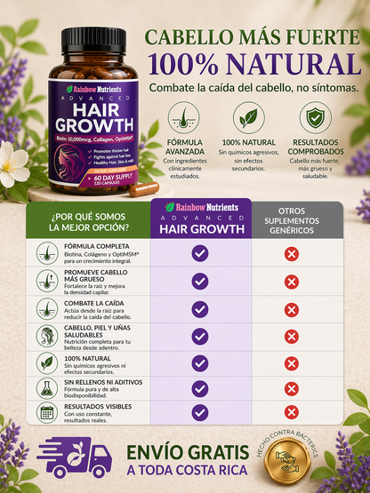 Hair Growth Advanced 100% natural importado USA