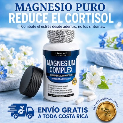 Magnesium Complex Suplemento anti-cortisol 100% original importado USA + Guia digital de REGALO de Cómo Combatir el Estrés, el Cansancio y la Fatiga Diaria